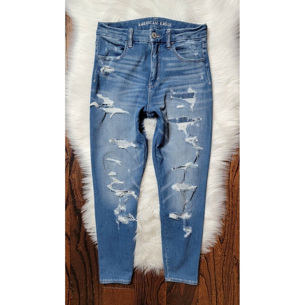 American Eagle Curvy High Rise Jegging Distressed Stretchy Women's size 8 Short